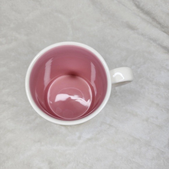 Happy Little Spring Mug By Magenta 20 Oz Ceramic Pink Interior Bunny W/heart EUC - Picture 4 of 5
